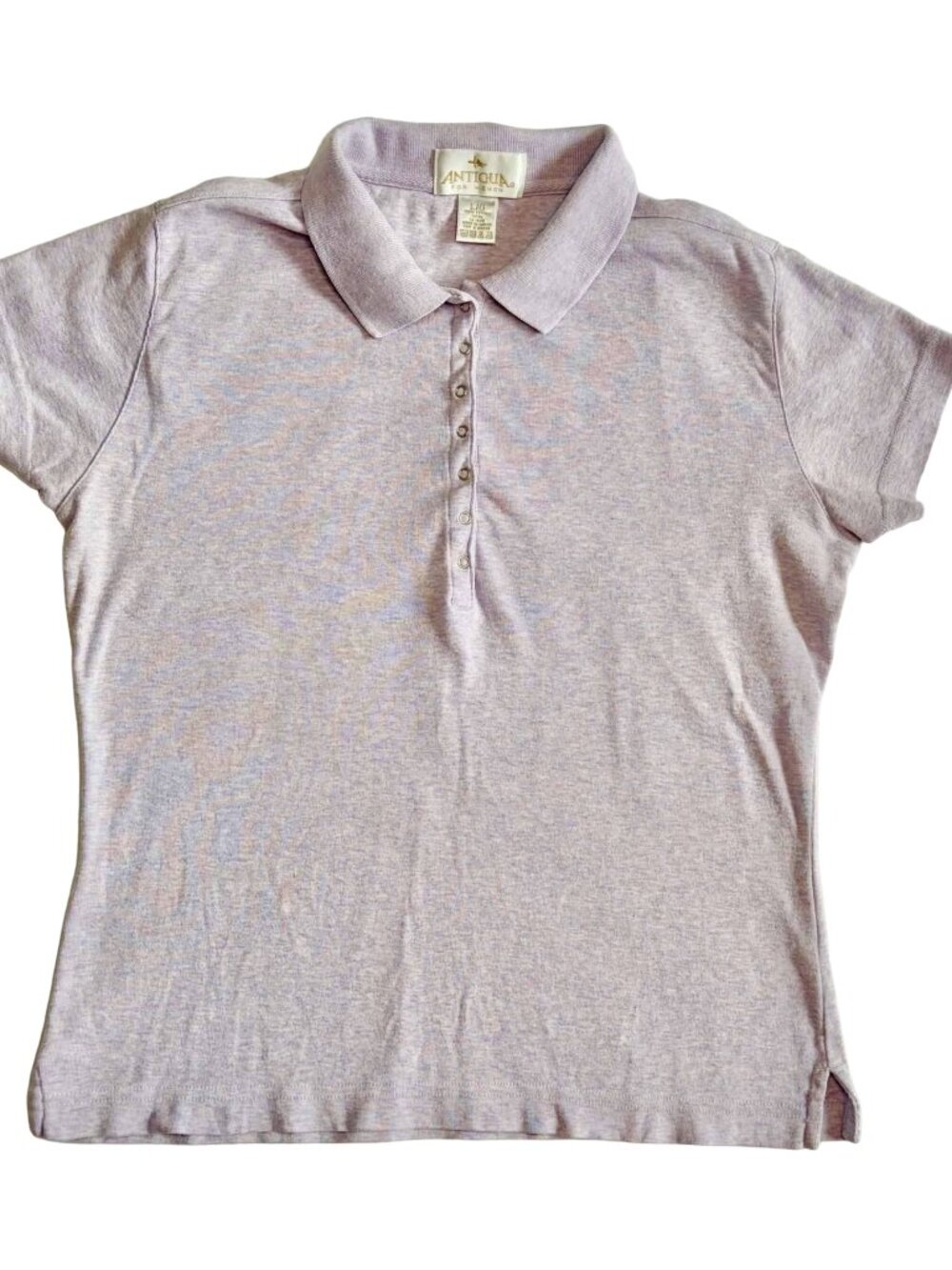 Vintage Antigua For Women Lilac Purple Polo Henley Shirt 100% Cotton Large L